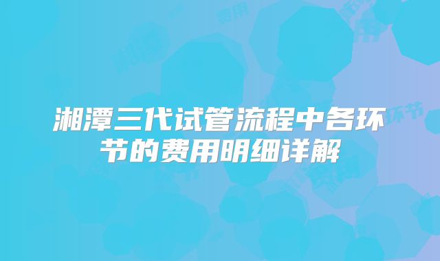 湘潭三代试管流程中各环节的费用明细详解