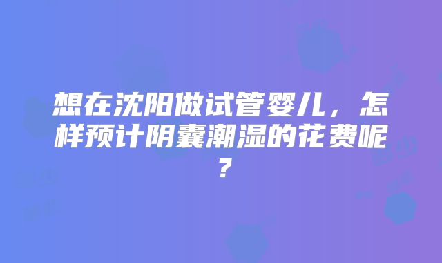 想在沈阳做试管婴儿,怎样预计阴囊潮湿的花费呢?