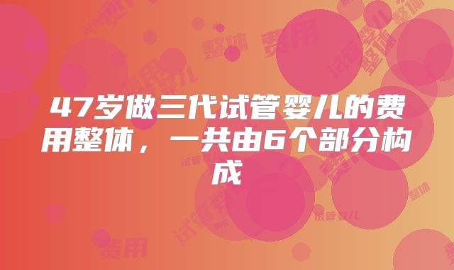 47岁做三代试管婴儿的费用整体,一共由6个部分构成