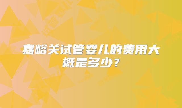 嘉峪关试管婴儿的费用大概是多少？