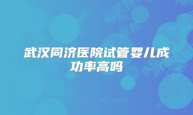 武汉同济医院试管婴儿成功率高吗