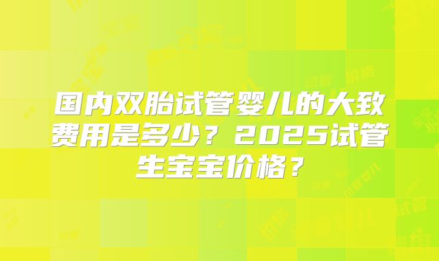 国内双胎试管婴儿的大致费用是多少?2025试管生宝宝价格?