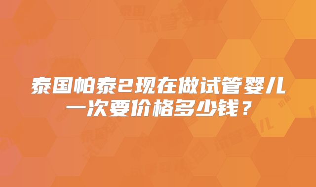 泰国帕泰2现在做试管婴儿一次要价格多少钱?
