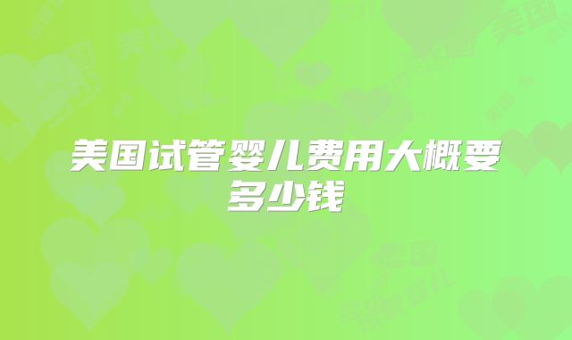 美国试管婴儿费用大概要多少钱