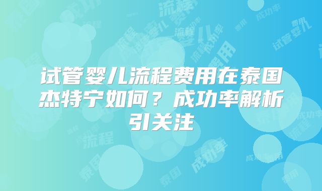 试管婴儿流程费用在泰国杰特宁如何？成功率解析引关注