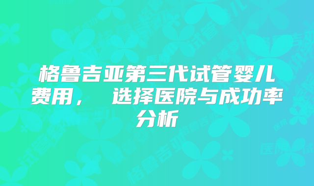 格鲁吉亚第三代试管婴儿费用， 选择医院与成功率分析