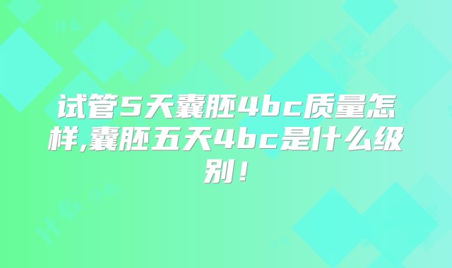 试管5天囊胚4bc质量怎样,囊胚五天4bc是什么级别!