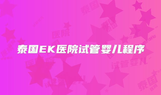 泰国EK医院试管婴儿程序