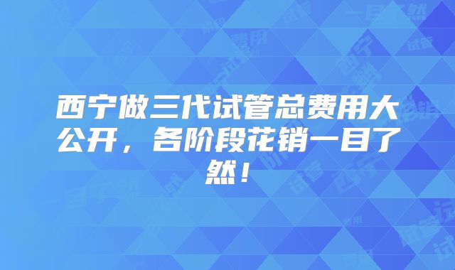 西宁做三代试管总费用大公开,各阶段花销一目了然!