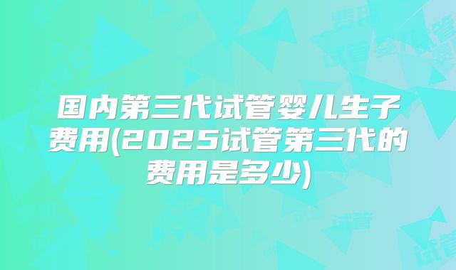 国内第三代试管婴儿生子费用(2025试管第三代的费用是多少)