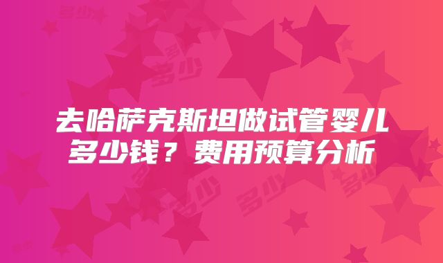 去哈萨克斯坦做试管婴儿多少钱?费用预算分析