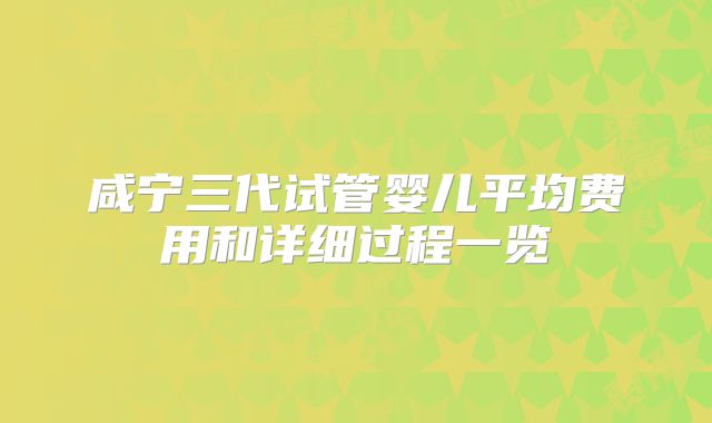 咸宁三代试管婴儿平均费用和详细过程一览