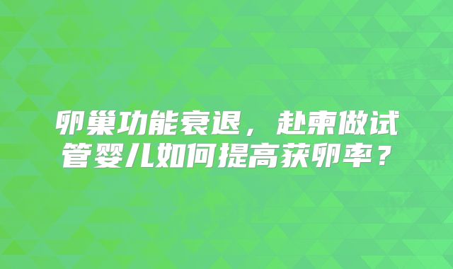 卵巢功能衰退,赴柬做试管婴儿如何提高获卵率?