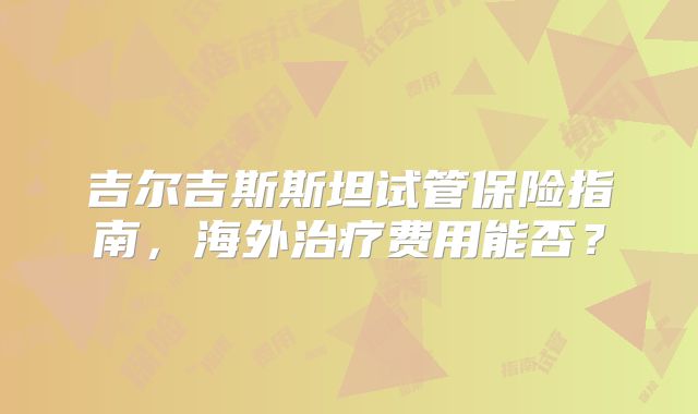 吉尔吉斯斯坦试管保险指南,海外治疗费用能否?