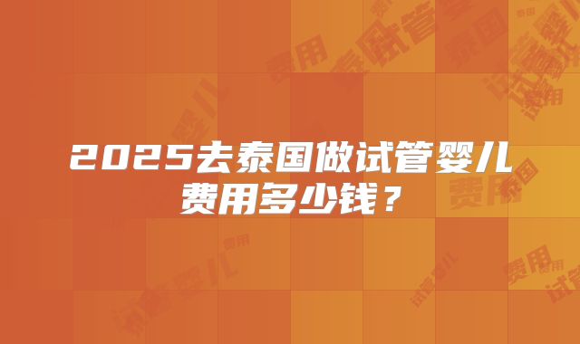 2025去泰国做试管婴儿费用多少钱？