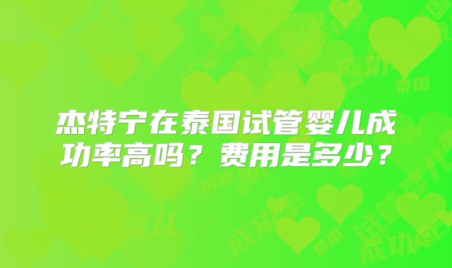 杰特宁在泰国试管婴儿成功率高吗?费用是多少?