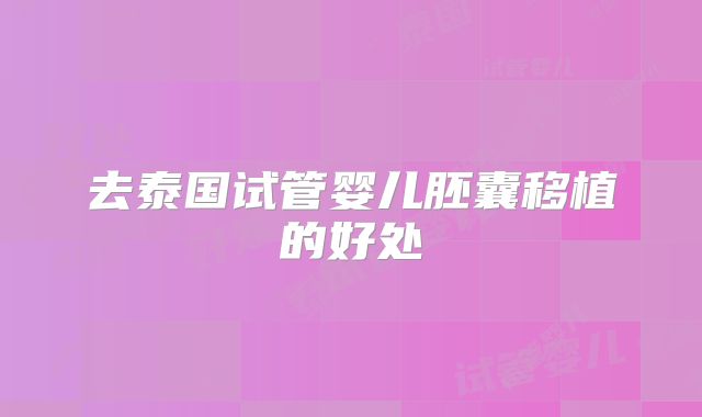 去泰国试管婴儿胚囊移植的好处