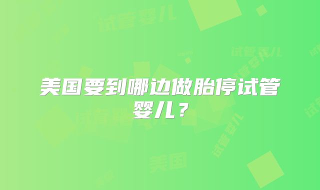 美国要到哪边做胎停试管婴儿?
