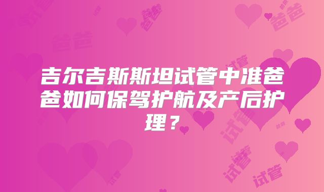 吉尔吉斯斯坦试管中准爸爸如何保驾护航及产后护理？