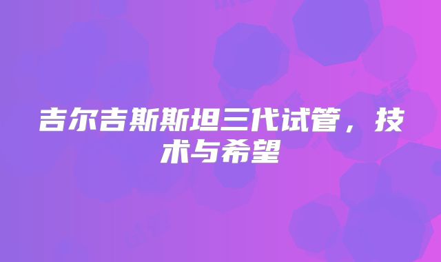 吉尔吉斯斯坦三代试管,技术与希望