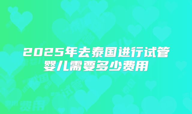 2025年去泰国进行试管婴儿需要多少费用