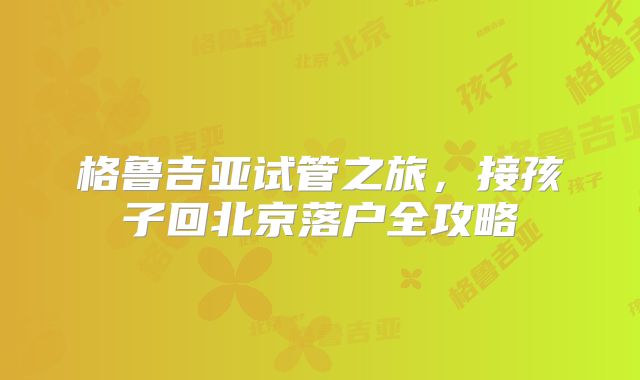 格鲁吉亚试管之旅,接孩子回北京落户全攻略