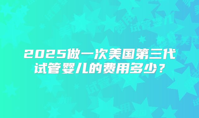 2025做一次美国第三代试管婴儿的费用多少？