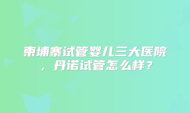 柬埔寨试管婴儿三大医院，丹诺试管怎么样？