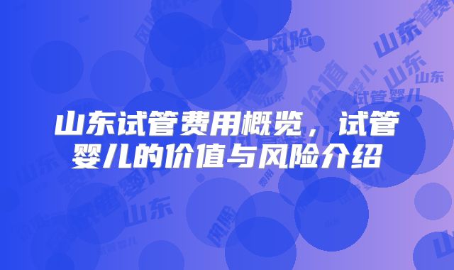山东试管费用概览，试管婴儿的价值与风险介绍