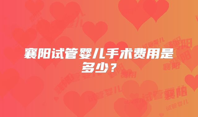 襄阳试管婴儿手术费用是多少?