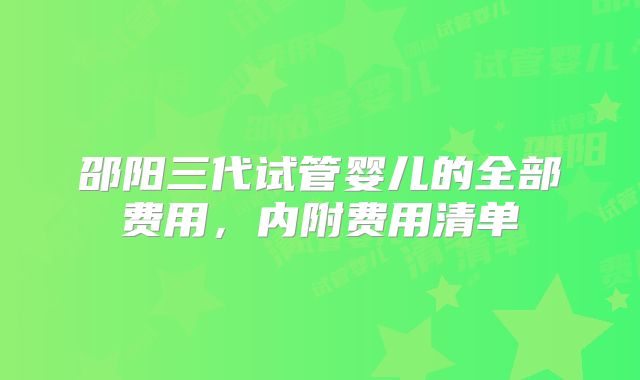 邵阳三代试管婴儿的全部费用，内附费用清单