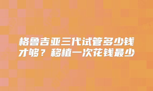 格鲁吉亚三代试管多少钱才够？移植一次花钱最少
