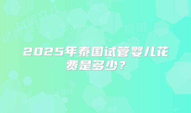 2025年泰国试管婴儿花费是多少?