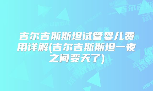 吉尔吉斯斯坦试管婴儿费用详解(吉尔吉斯斯坦一夜之间变天了)