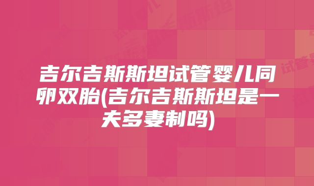 吉尔吉斯斯坦试管婴儿同卵双胎(吉尔吉斯斯坦是一夫多妻制吗)