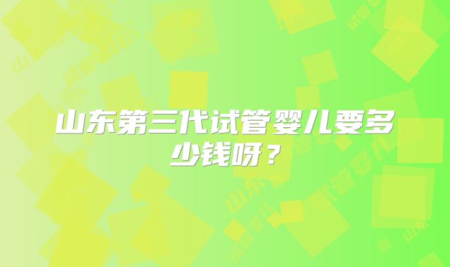 山东第三代试管婴儿要多少钱呀？