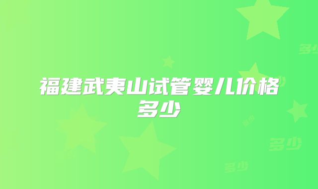福建武夷山试管婴儿价格多少