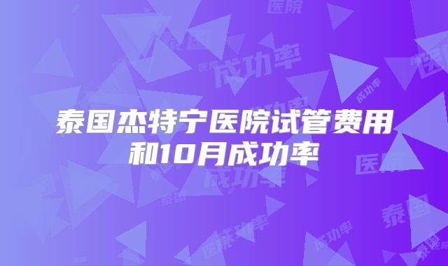 泰国杰特宁医院试管费用和10月成功率