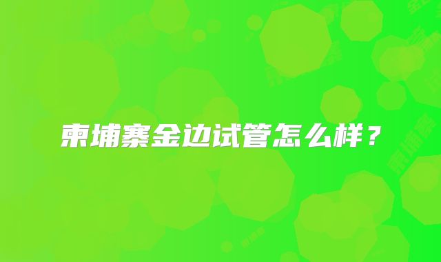 柬埔寨金边试管怎么样？