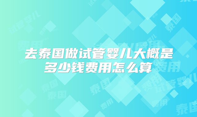 去泰国做试管婴儿大概是多少钱费用怎么算