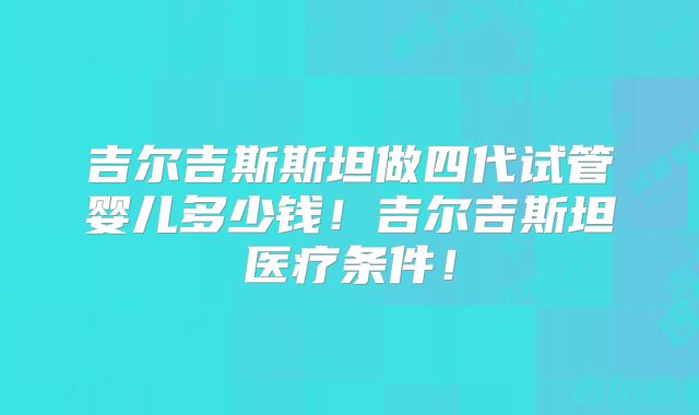 吉尔吉斯斯坦做四代试管婴儿多少钱!吉尔吉斯坦医疗条件!