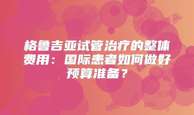 格鲁吉亚试管治疗的整体费用：国际患者如何做好预算准备？