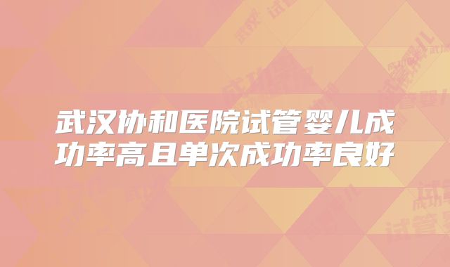 武汉协和医院试管婴儿成功率高且单次成功率良好