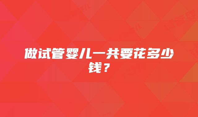 做试管婴儿一共要花多少钱?