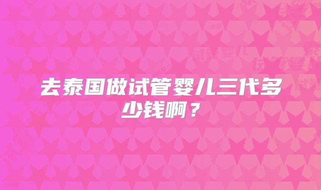 去泰国做试管婴儿三代多少钱啊？