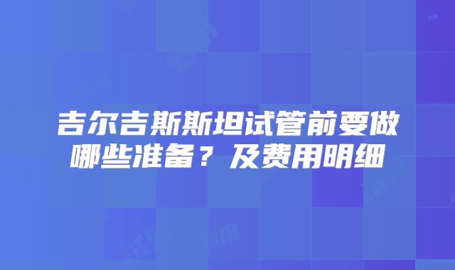 吉尔吉斯斯坦试管前要做哪些准备？及费用明细