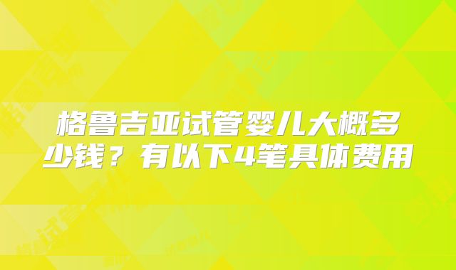 格鲁吉亚试管婴儿大概多少钱?有以下4笔具体费用