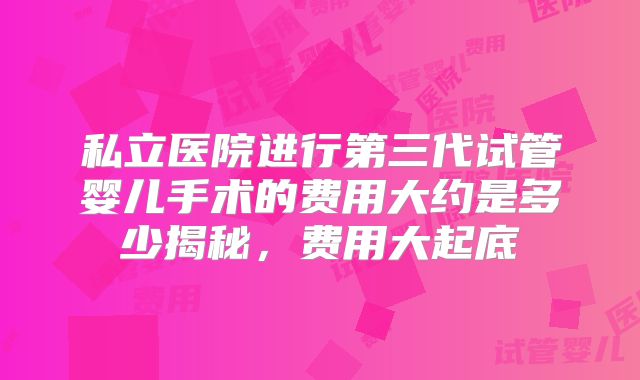 私立医院进行第三代试管婴儿手术的费用大约是多少揭秘，费用大起底