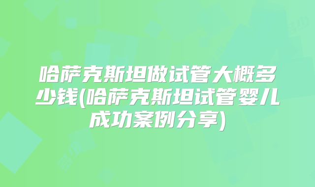 哈萨克斯坦做试管大概多少钱(哈萨克斯坦试管婴儿成功案例分享)