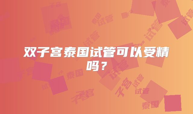 双子宫泰国试管可以受精吗?